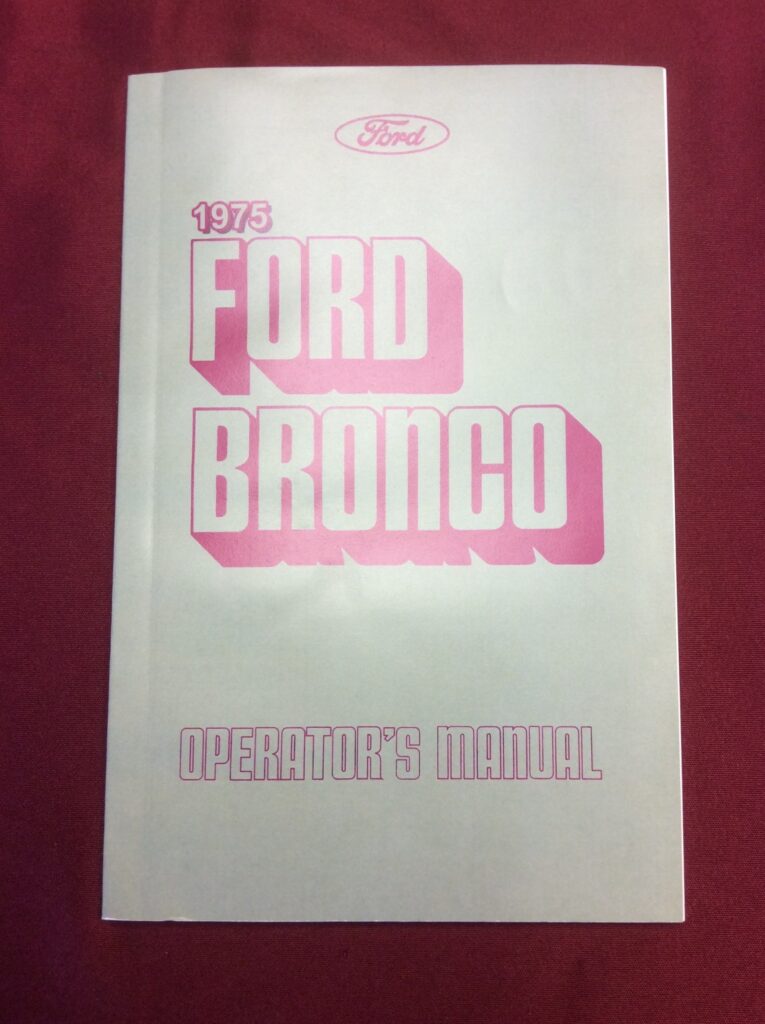 1975 bronco reproduction owners manual