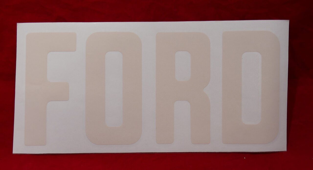 Tailgate letter set, Wimbledon white vinyl, 1966-1977 Bronco