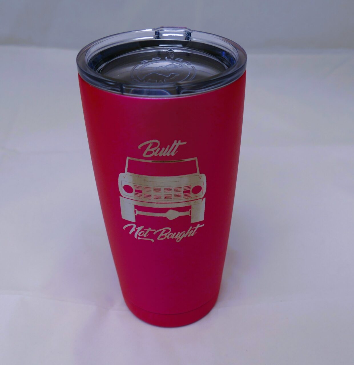 "Built Not Bought" Ford Bronco 20oz Cup With Lid - Hot Pink